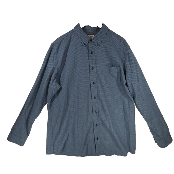 Vintage LL Bean Shirt XL Tall Blue Mens Long Sleeve Plaid Flannel USA Barn Chore - Picture 1 of 10